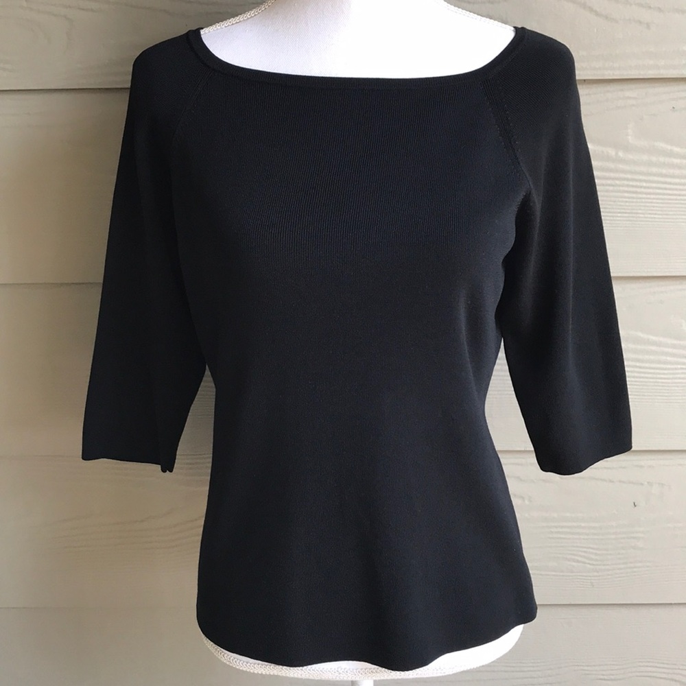 Black 3/4 Sleeve Nylon Blend J.A.C. stretch  top